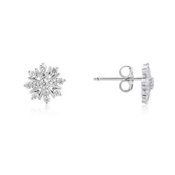 Argento Silver CZ Snowflake Stud