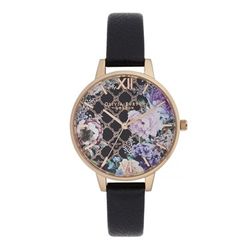 Olivia Burton Glasshouse Black & Rose Gold Watch