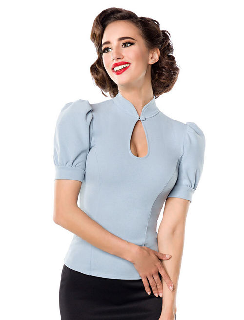 Jersey Bluse Hellblau