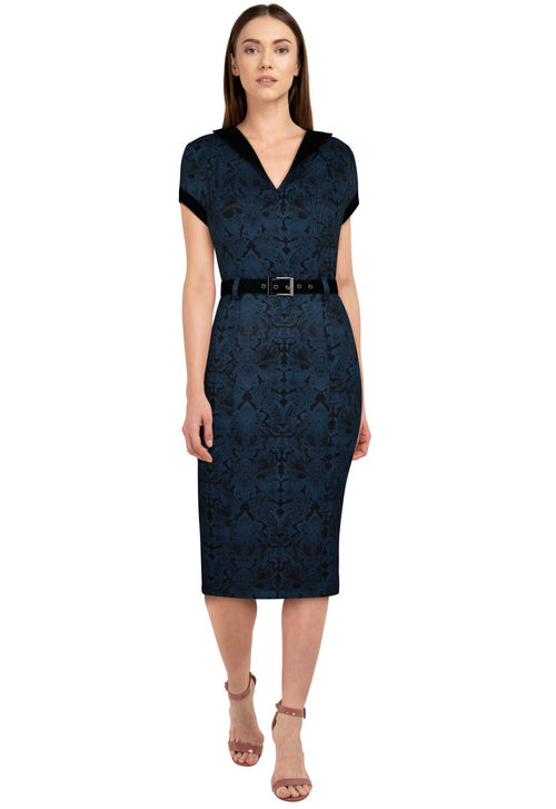 Blaues Retrokleid mit...