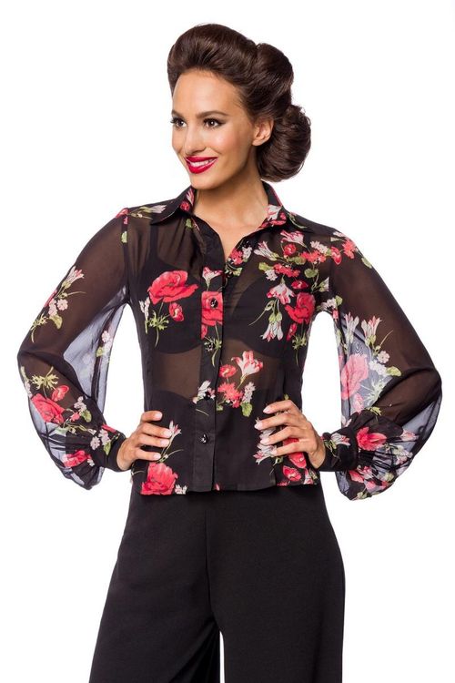 Vintage Bluse Schwarz/Rot