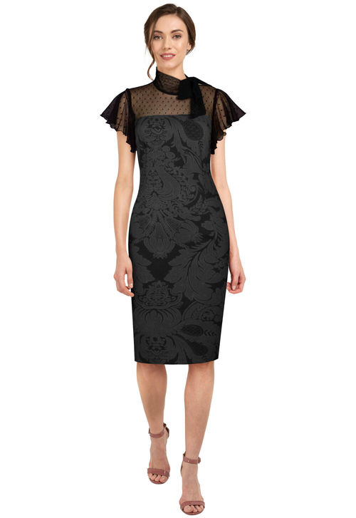 Retro Mesh Mix Kleid Schwarz