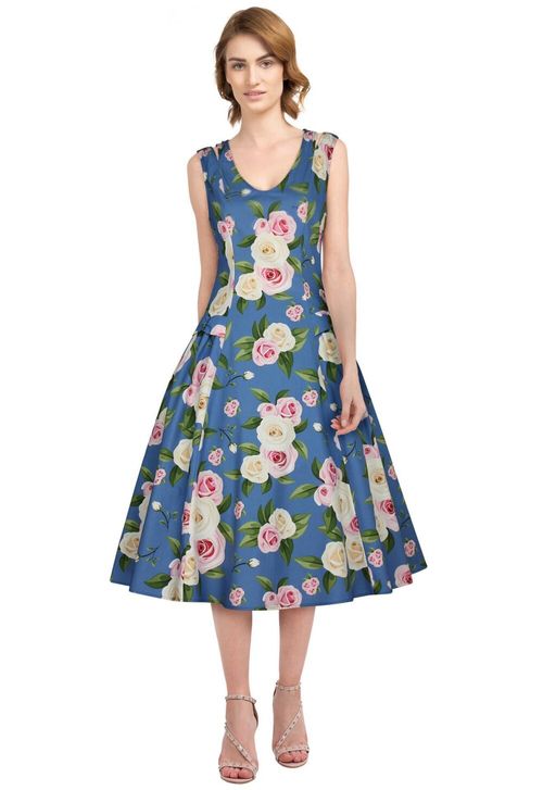 Retro Trägerkleid Blau