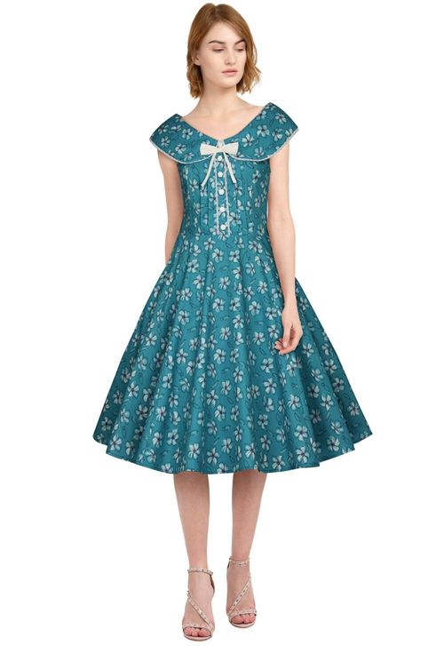 Retrokleid mit Spitze Blaugrün