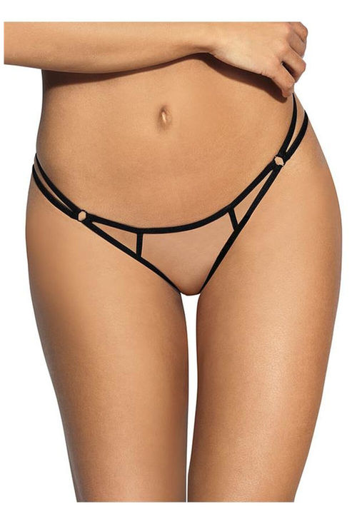 String Beige mit schwarzer...