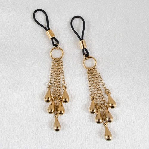 Nippelschmuck Perlenregen Gold