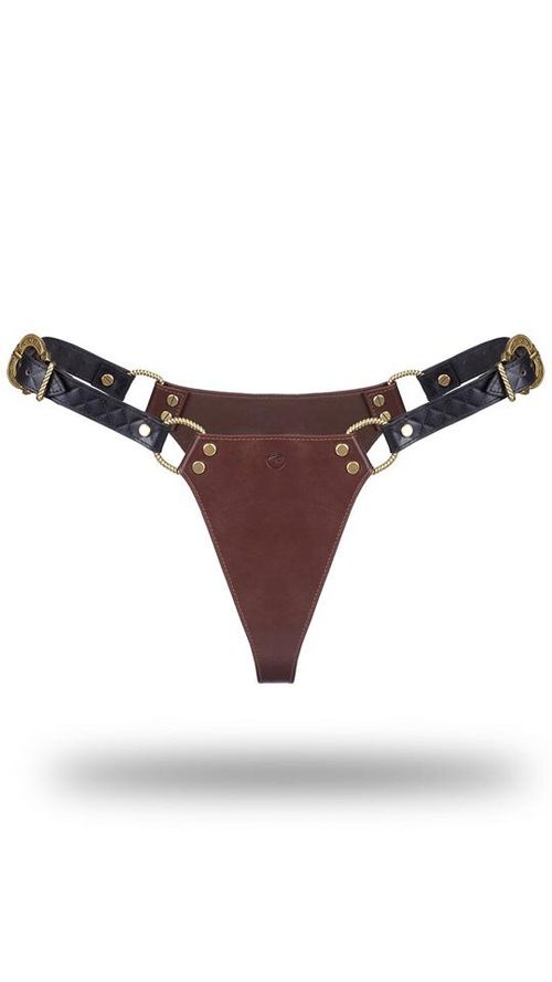 Leder-Slip Schwarz-Braun-Gold