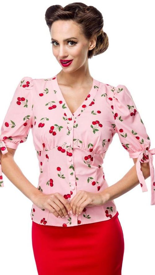 Bluse mit Kirschenmotiv