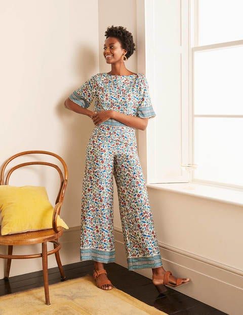 Elizabeth Trousers Ivory, Trailing Posy 