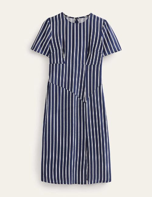 Striped Asymmetric Midi Dress...