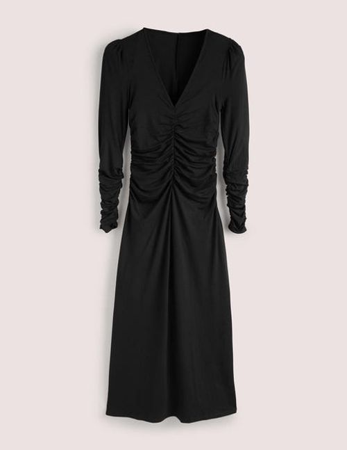 V-Neck Jersey Tea Dress - Black