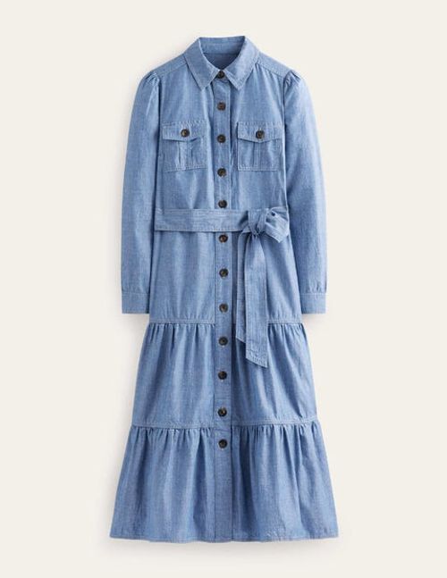 Lily Blue Midi Shirt Dress...