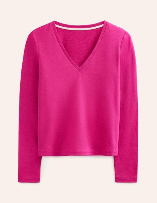 Cotton V-Neck Long Sleeve Top...