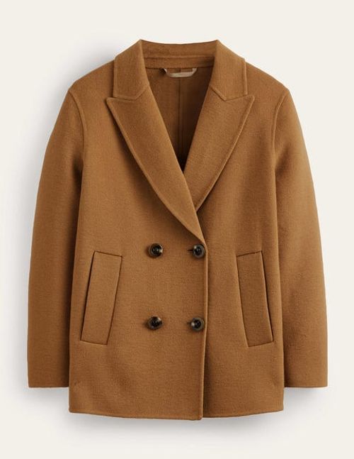 Wool-Blend Pea Coat Brown...