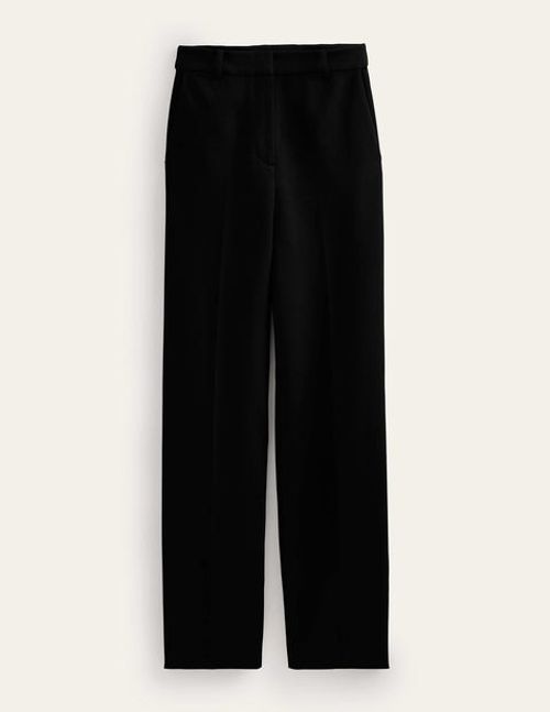 Wide Leg Ponte Trousers - BLACK