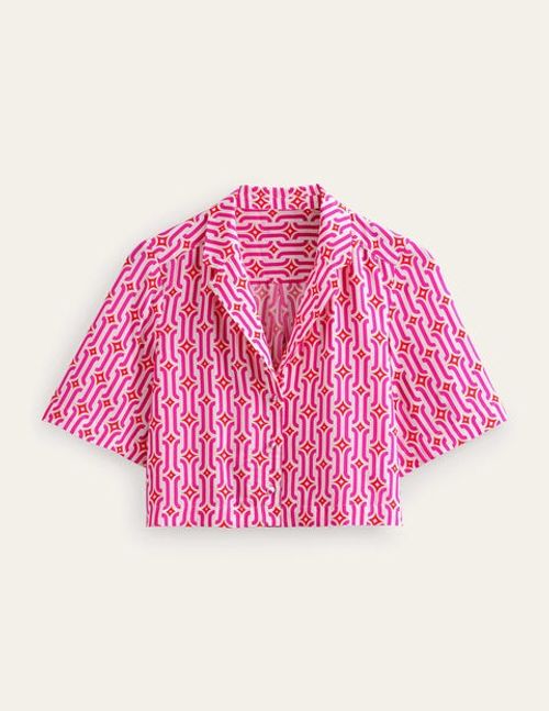 Cropped Revere Shirt Pink...