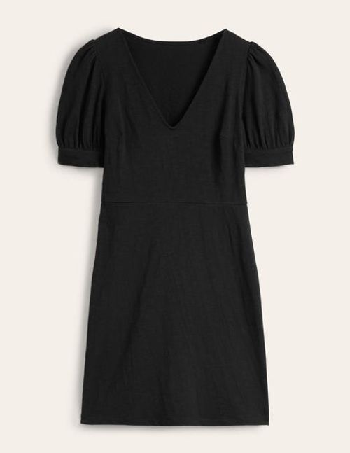 V-Neck Jersey Tea Dress - Black