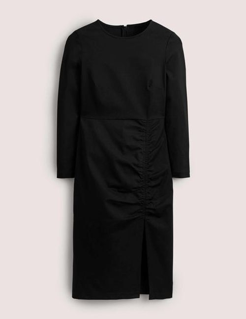 Side Ruched Jersey Midi Dress - Black