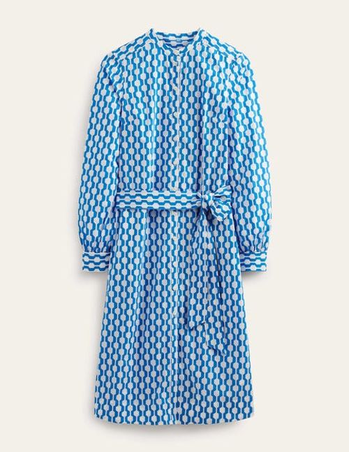 Collarless Midi Shirt Dress...