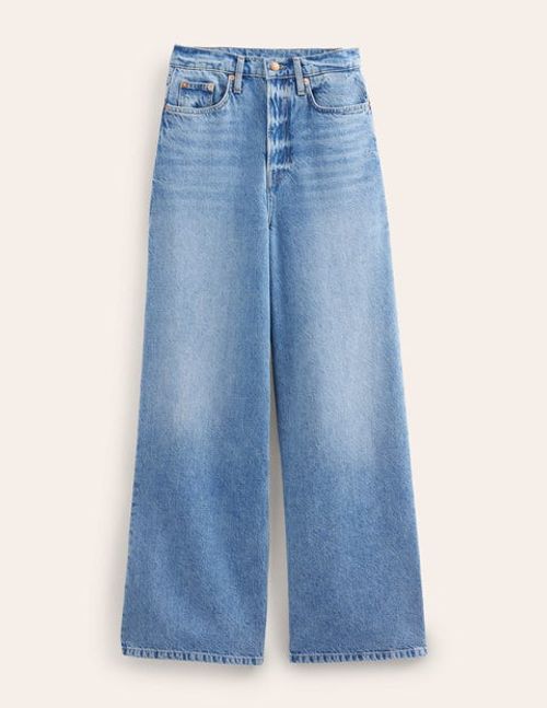 Patch Pocket Wide Leg Jeans - Indigo