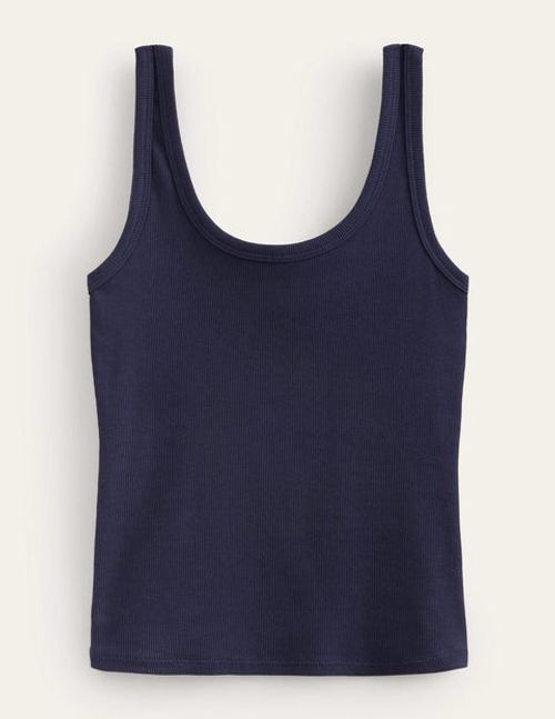 Cotton Ribbed Scoop Vest Blue...