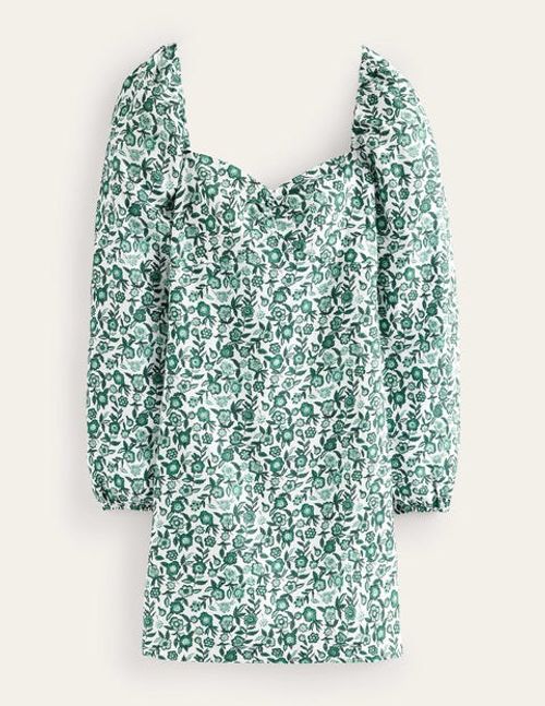 Linen Mini Shift Dress Green...