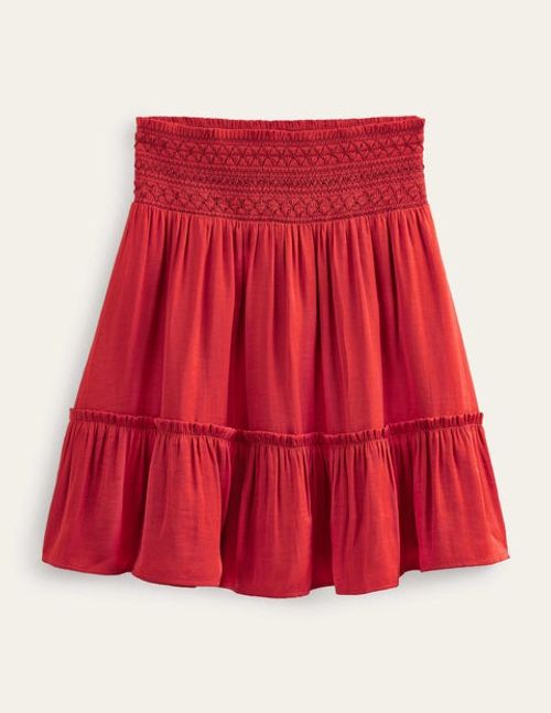 Shirred Waist Mini Skirt Red...
