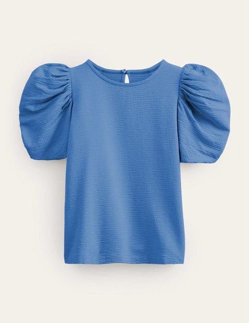 Puff Sleeve Jersey Top Blue...