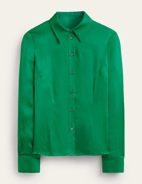 Saskia Satin Shirt Green...