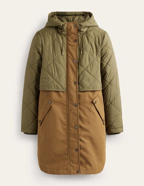 Quilted Parka Brown Women...