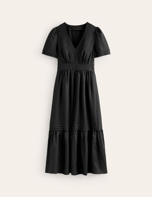 Eve Linen Midi Dress Black...