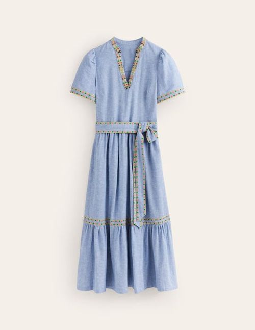 Embroidered Linen Blend Dress...