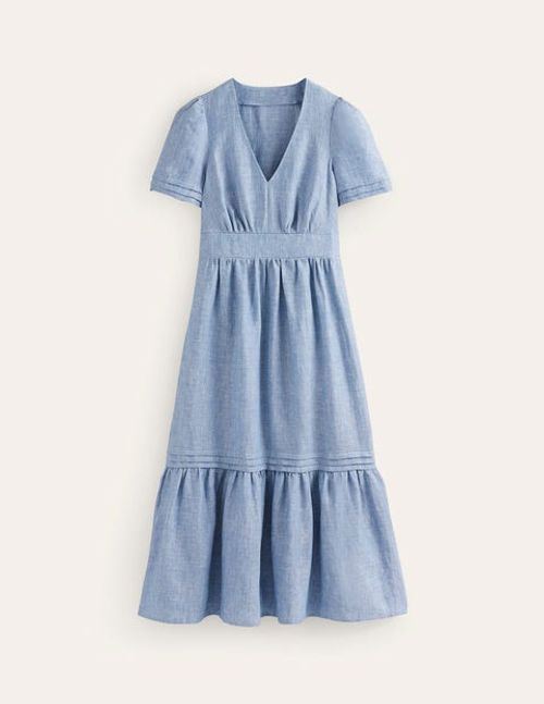 Eve Linen Midi Dress Blue...