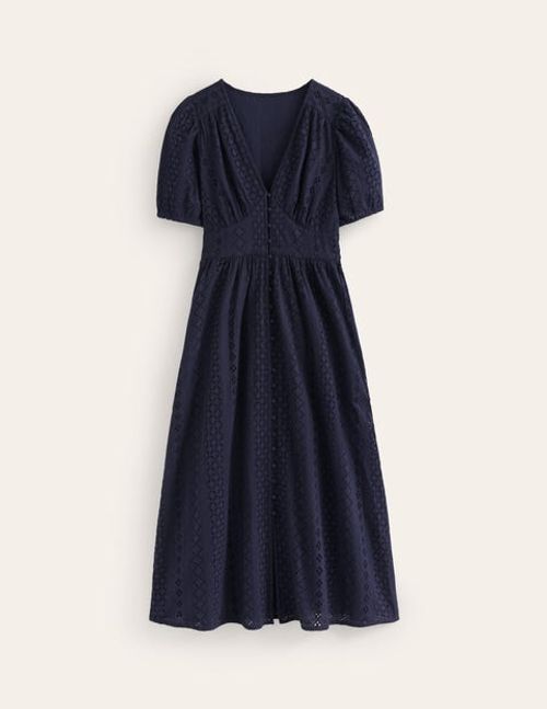 Broderie Midi Tea Dress Blue...