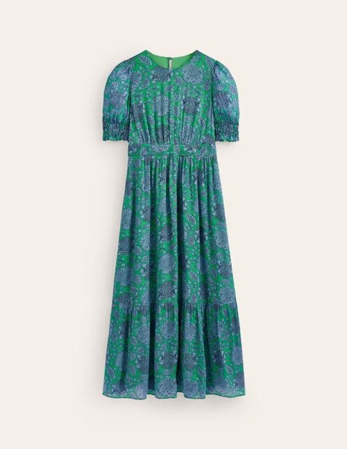 Smocked Cuff Maxi Dress Green...