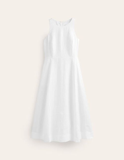 Carla Linen Midi Dress White...