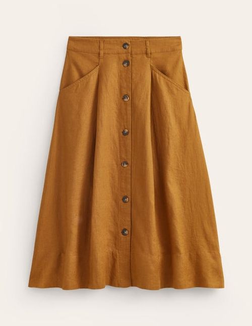 Petra Linen Midi Skirt Brown...