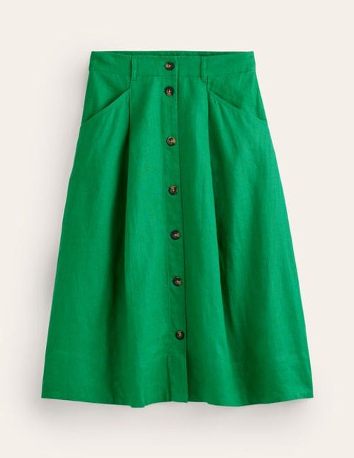 Petra Linen Midi Skirt Green...