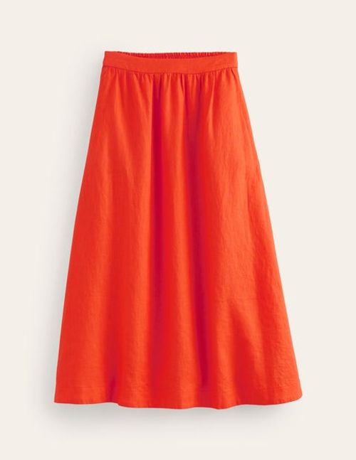 Florence Linen Midi Skirt...