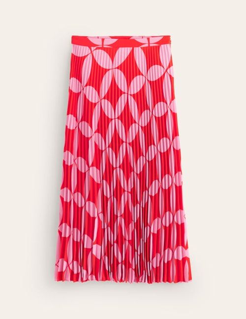 Pleated Midi Skirt Red Women...