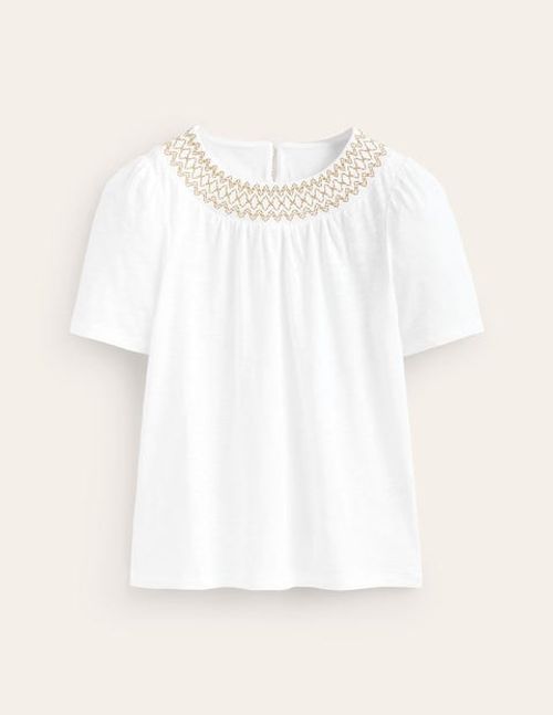 Smock Neck Puff Sleeve Top...