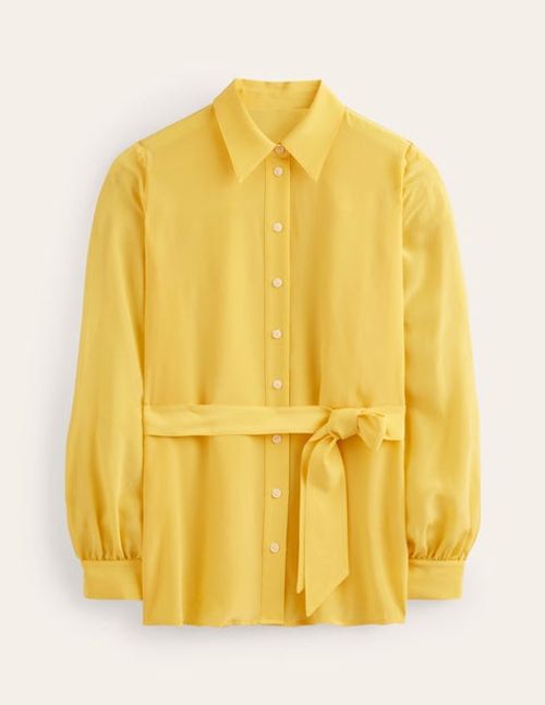 Belted Silk Shirt Yellow...