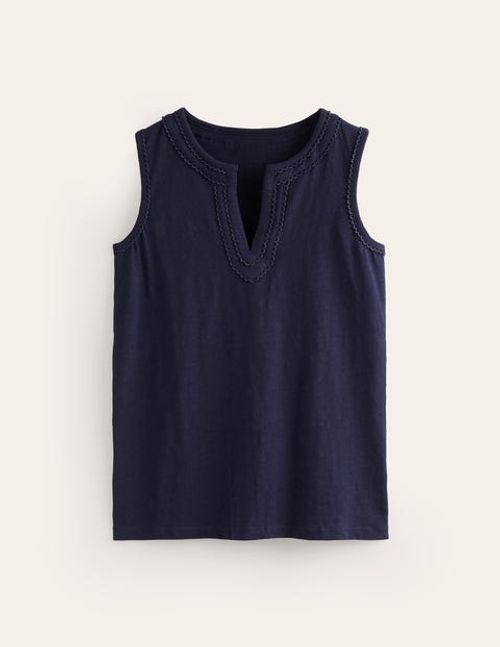 Trim Detail Vest Blue Women...