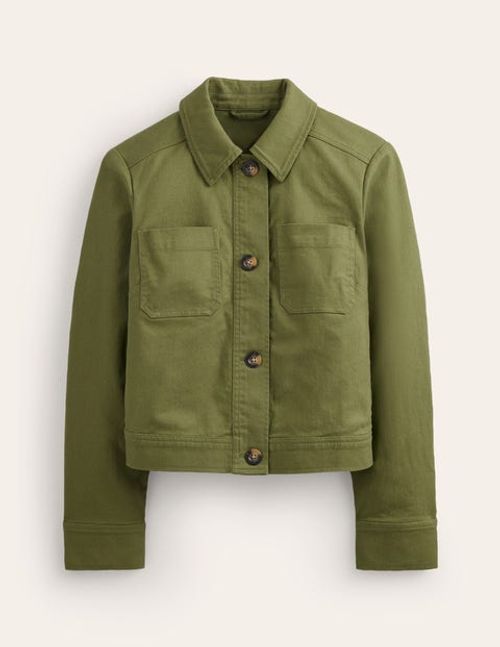 Casual Crop Jacket Green...