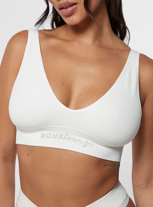 Boux Avenue Nursing ribbed seamless heart embroidered bralette - Ivory Mix  - S, £26.00