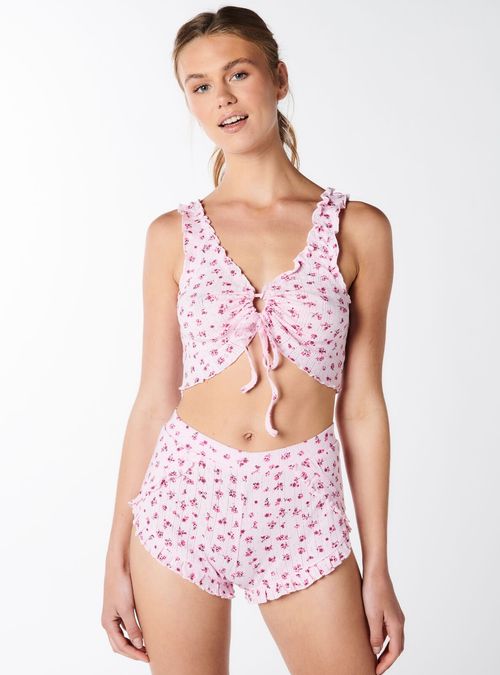 Star and moon henley and leggings pyjama set, Pink Mix