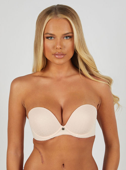 Boux Avenue Spot mesh plunge strapless push-up bra - Blush - 32DD, £22.00