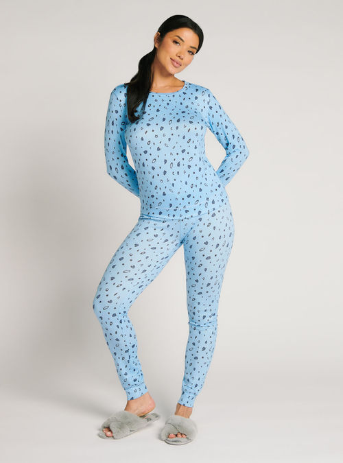 Boux Avenue Leopard heart twosie pyjama set - Blue Mix - 18