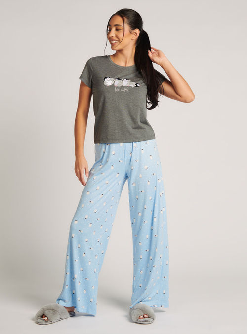 Sparkle ribbed cami pyjama set, Charcoal