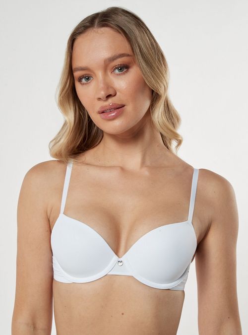 Boux Avenue Tatiana cotton plunge T-shirt push-up bra - White - 30A, £18.00